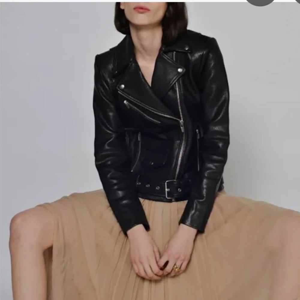 VEDA Jayne classic leather jacket black motorcycle XS